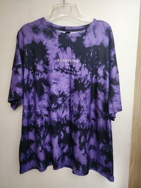 Everytime Purple & Black Tie-Dye Tee XL